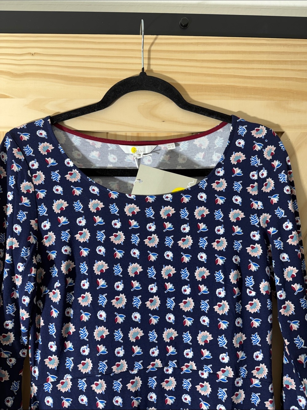 NWT Boden Navy Floral Swing Dress with Pink and White Accents - Picture 3 of 8